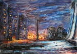 Училище. Ніч (30х43, гуашь) 2006
