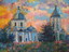 Козацькі церкви на заході сонця